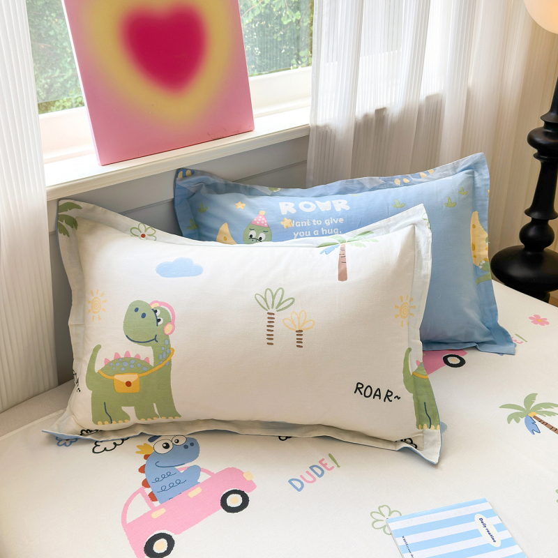 Dviejų pagalvių užvalkalų komplektas iš 100% medvilnės, Twill audinys, reaktinis spausdinimas ir dažymas, pastoralinio stiliaus, 60s audinys, pirmosios klasės kokybė