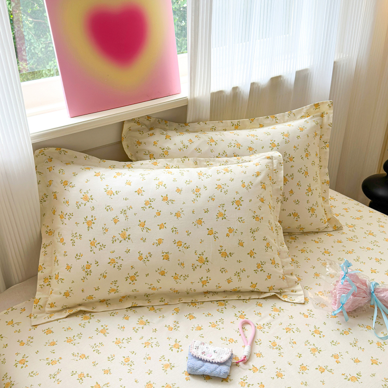 Dviejų pagalvių užvalkalų komplektas iš 100% medvilnės, Twill audinys, reaktinis spausdinimas ir dažymas, pastoralinio stiliaus, 60s audinys, pirmosios klasės kokybė