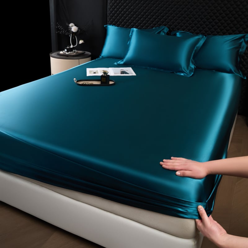 Šilkinė paklota su guma, lygi audinys, reaktyvus dažymas, šiuolaikinis stilius