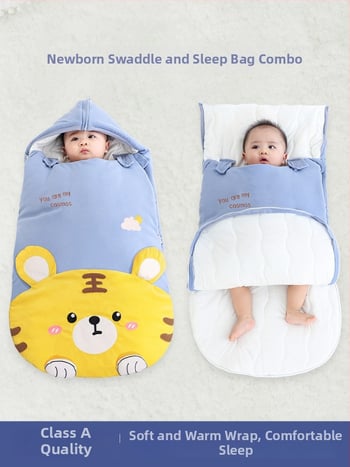 Kūdikių miego maišelis, storintas rudens–žiemos sezonui, voko formos, pastovi temperatūros funkcija, tinkamas 0–3 metų vaikams