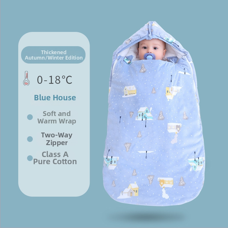 Kūdikių miego maišelis, storintas rudens–žiemos sezonui, voko formos, pastovi temperatūros funkcija, tinkamas 0–3 metų vaikams