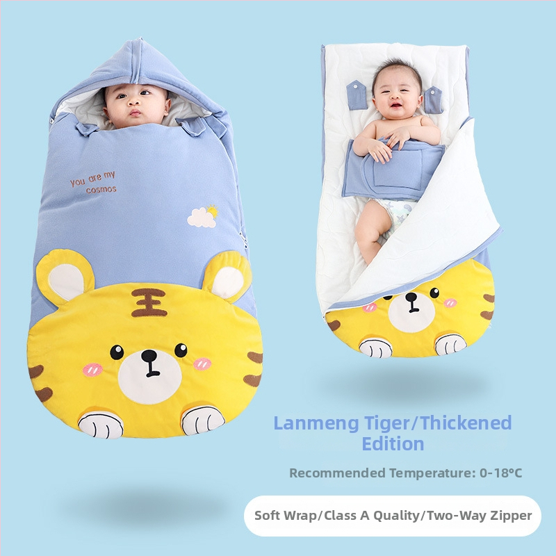 Kūdikių miego maišelis, storintas rudens–žiemos sezonui, voko formos, pastovi temperatūros funkcija, tinkamas 0–3 metų vaikams