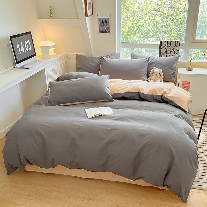 Keturių dalių patalynės komplektas: plaunama medvilnė, reaktyvus spausdinimas, šukotas audinys, svoris 1000–1499 g