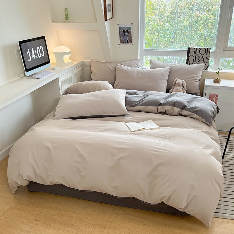 Keturių dalių patalynės komplektas: plaunama medvilnė, reaktyvus spausdinimas, šukotas audinys, svoris 1000–1499 g