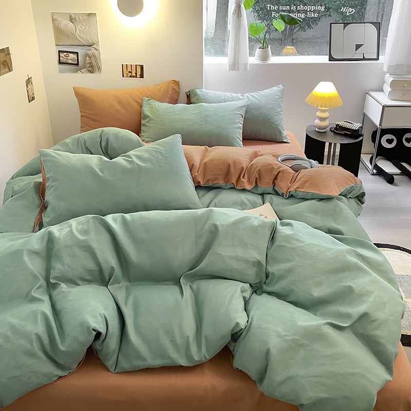 Keturių dalių patalynės komplektas: plaunama medvilnė, reaktyvus spausdinimas, šukotas audinys, svoris 1000–1499 g