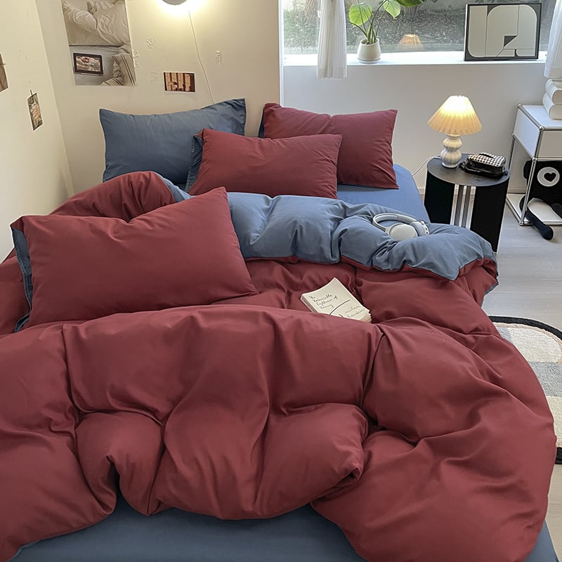 Keturių dalių patalynės komplektas: plaunama medvilnė, reaktyvus spausdinimas, šukotas audinys, svoris 1000–1499 g