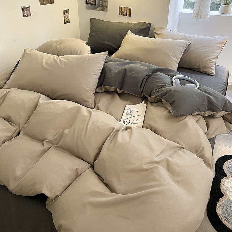 Keturių dalių patalynės komplektas: plaunama medvilnė, reaktyvus spausdinimas, šukotas audinys, svoris 1000–1499 g