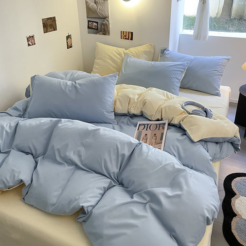 Keturių dalių patalynės komplektas: plaunama medvilnė, reaktyvus spausdinimas, šukotas audinys, svoris 1000–1499 g