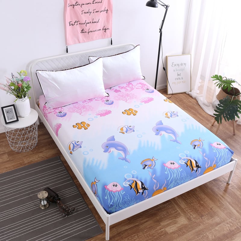 Lova užvalkalas iš bambuko pluošto, augalų ir gėlių raštas, reaktyvus spausdinimas ir dažymas, audinys: Kitos