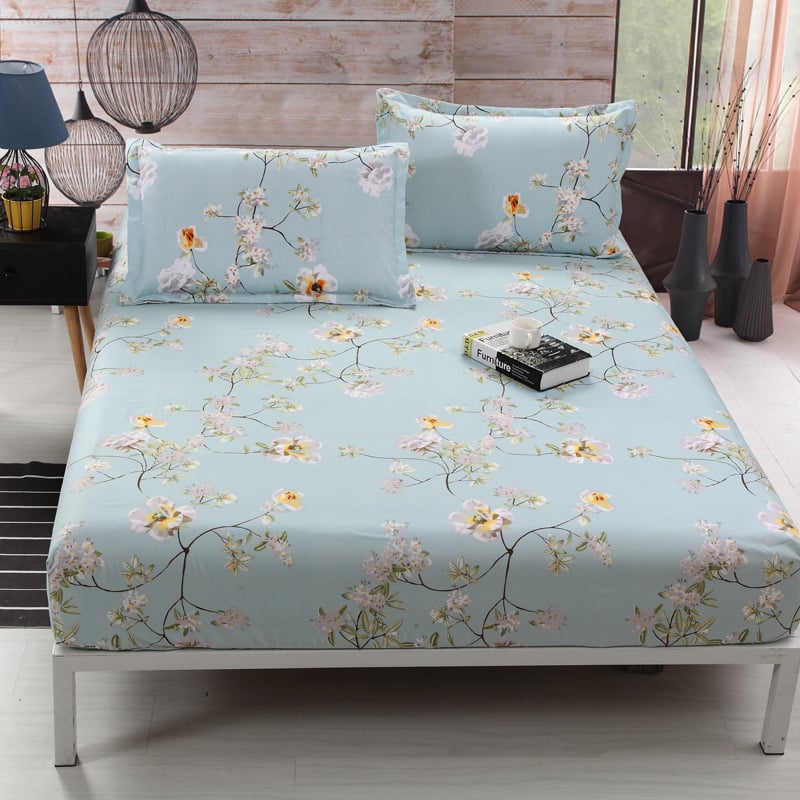 Lova užvalkalas iš bambuko pluošto, augalų ir gėlių raštas, reaktyvus spausdinimas ir dažymas, audinys: Kitos