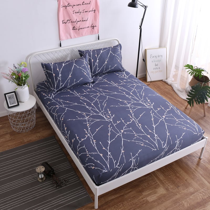 Lova užvalkalas iš bambuko pluošto, augalų ir gėlių raštas, reaktyvus spausdinimas ir dažymas, audinys: Kitos