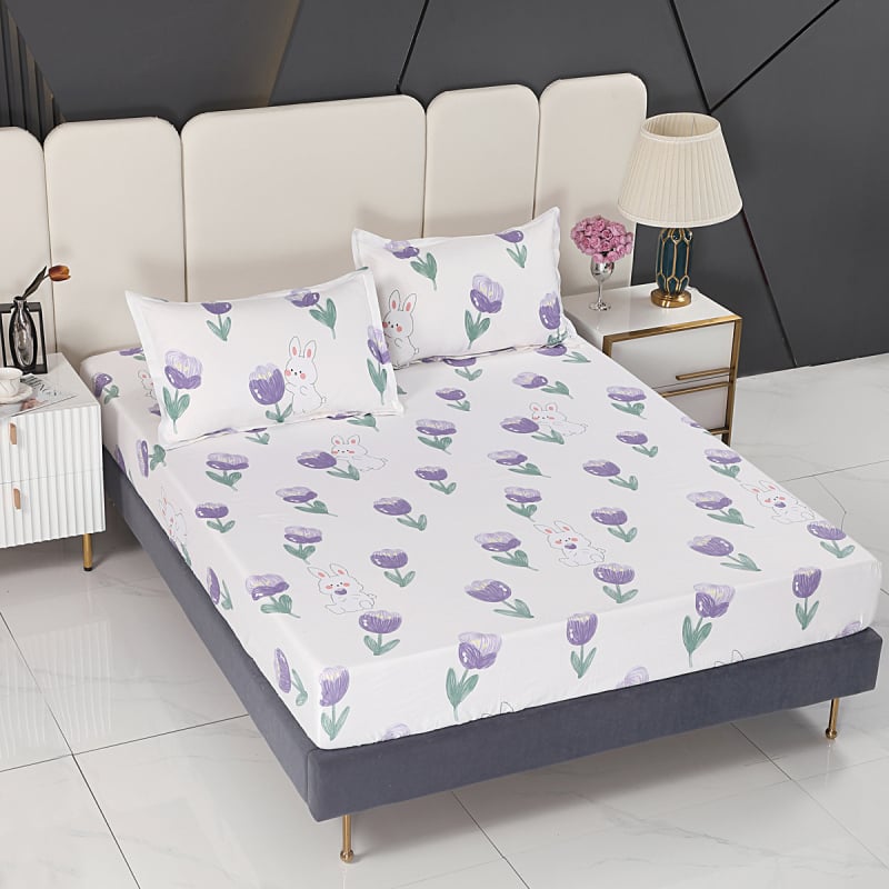 Lova užvalkalas iš bambuko pluošto, augalų ir gėlių raštas, reaktyvus spausdinimas ir dažymas, audinys: Kitos