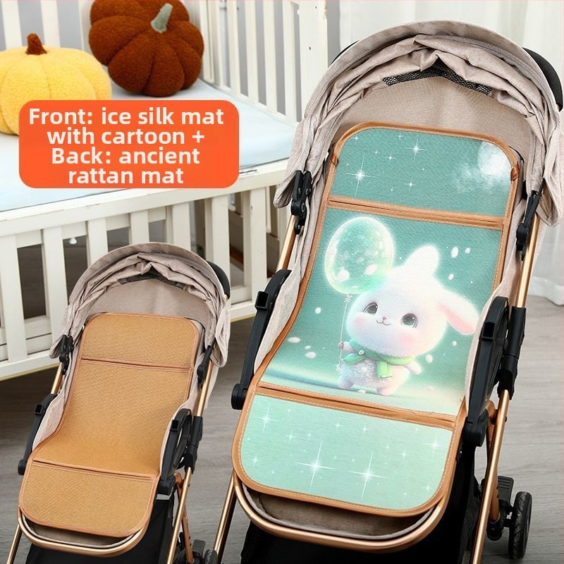 Мат за детска количка – дишащ, двустранна ледена коприна, универсална подложка за новородени