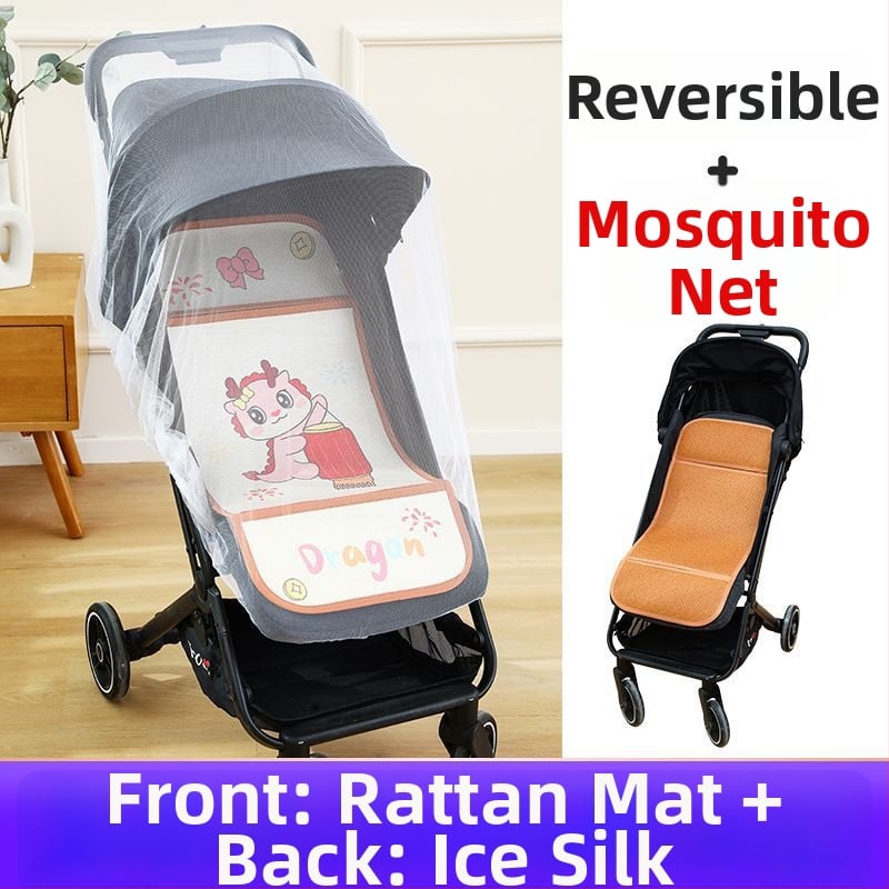 Мат за детска количка – дишащ, двустранна ледена коприна, универсална подложка за новородени