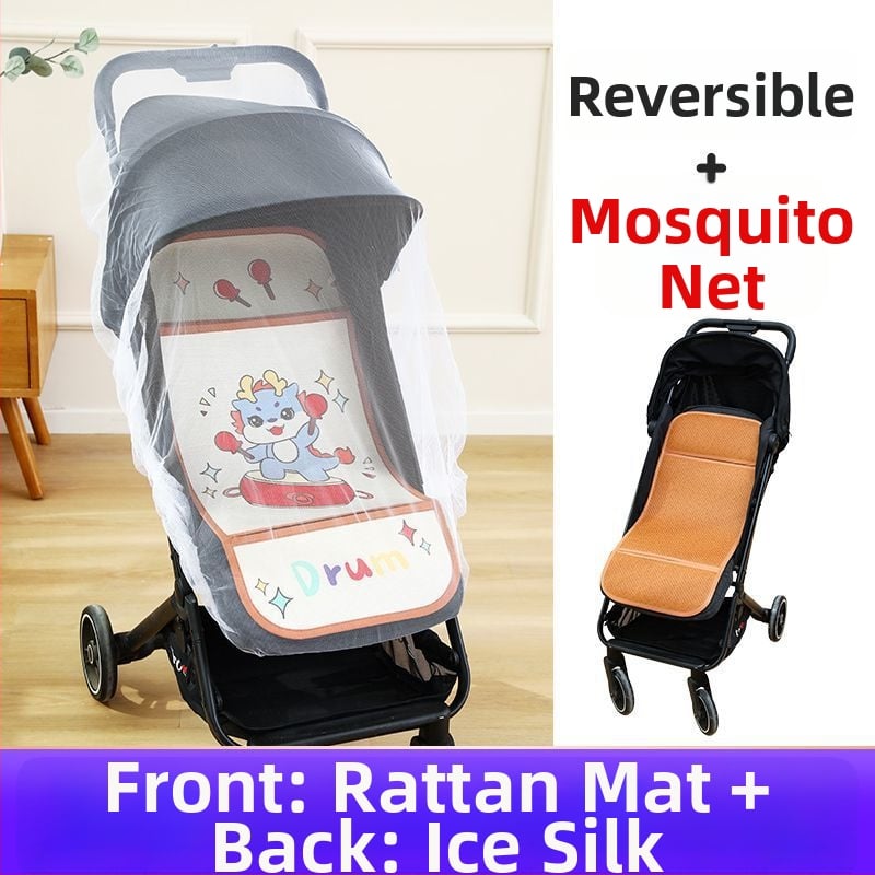 Мат за детска количка – дишащ, двустранна ледена коприна, универсална подложка за новородени