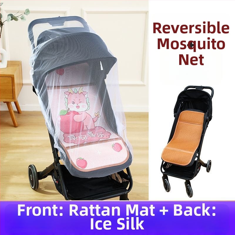 Мат за детска количка – дишащ, двустранна ледена коприна, универсална подложка за новородени