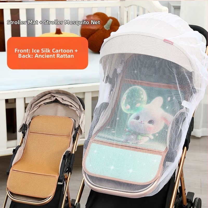 Мат за детска количка – дишащ, двустранна ледена коприна, универсална подложка за новородени