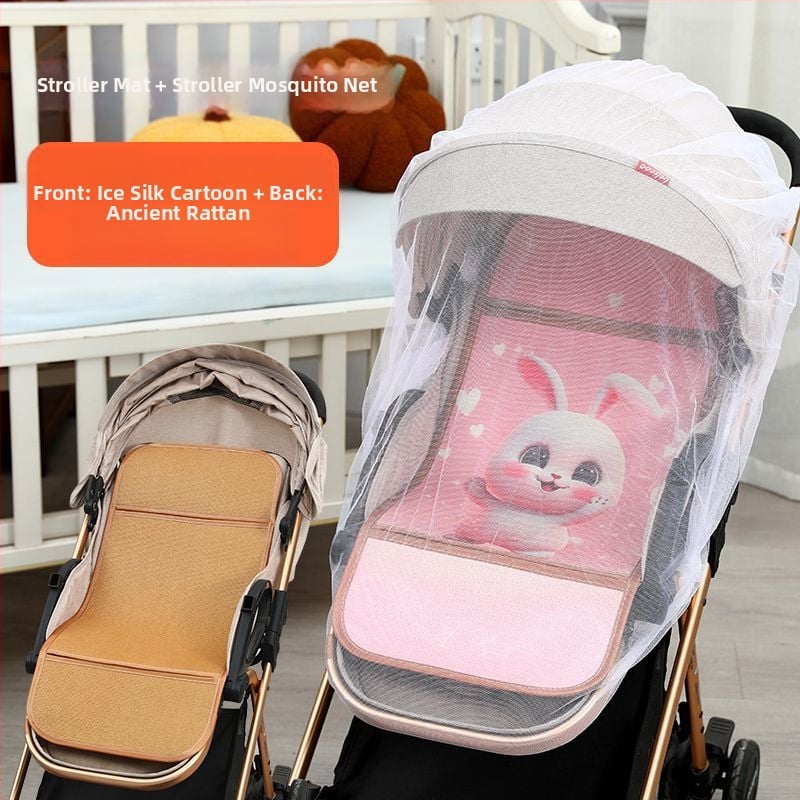 Мат за детска количка – дишащ, двустранна ледена коприна, универсална подложка за новородени