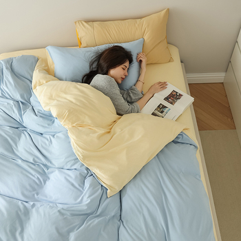 Keturių dalių patalynės komplektas iš 100% medvilnės, mezgta quilt, reaktyvus spausdinimas ir dažymas, Twill audinys, vientisas raštas, svoris 2.0–2.5 kg