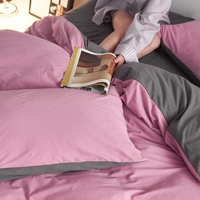 Keturių dalių patalynės komplektas iš 100% medvilnės, mezgta quilt, reaktyvus spausdinimas ir dažymas, Twill audinys, vientisas raštas, svoris 2.0–2.5 kg