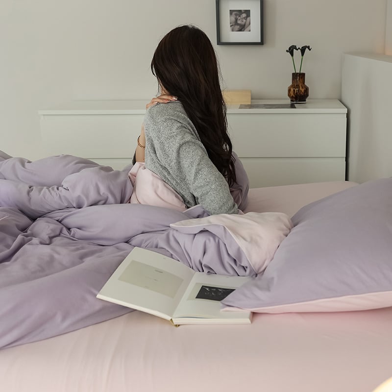 Keturių dalių patalynės komplektas iš 100% medvilnės, mezgta quilt, reaktyvus spausdinimas ir dažymas, Twill audinys, vientisas raštas, svoris 2.0–2.5 kg