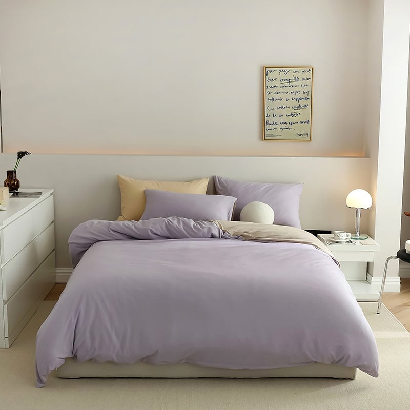 Keturių dalių patalynės komplektas iš 100% medvilnės, mezgta quilt, reaktyvus spausdinimas ir dažymas, Twill audinys, vientisas raštas, svoris 2.0–2.5 kg