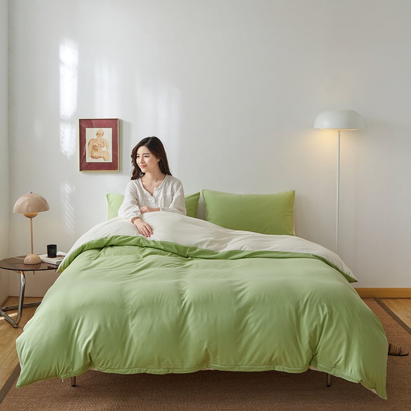 Keturių dalių patalynės komplektas iš 100% medvilnės, mezgta quilt, reaktyvus spausdinimas ir dažymas, Twill audinys, vientisas raštas, svoris 2.0–2.5 kg