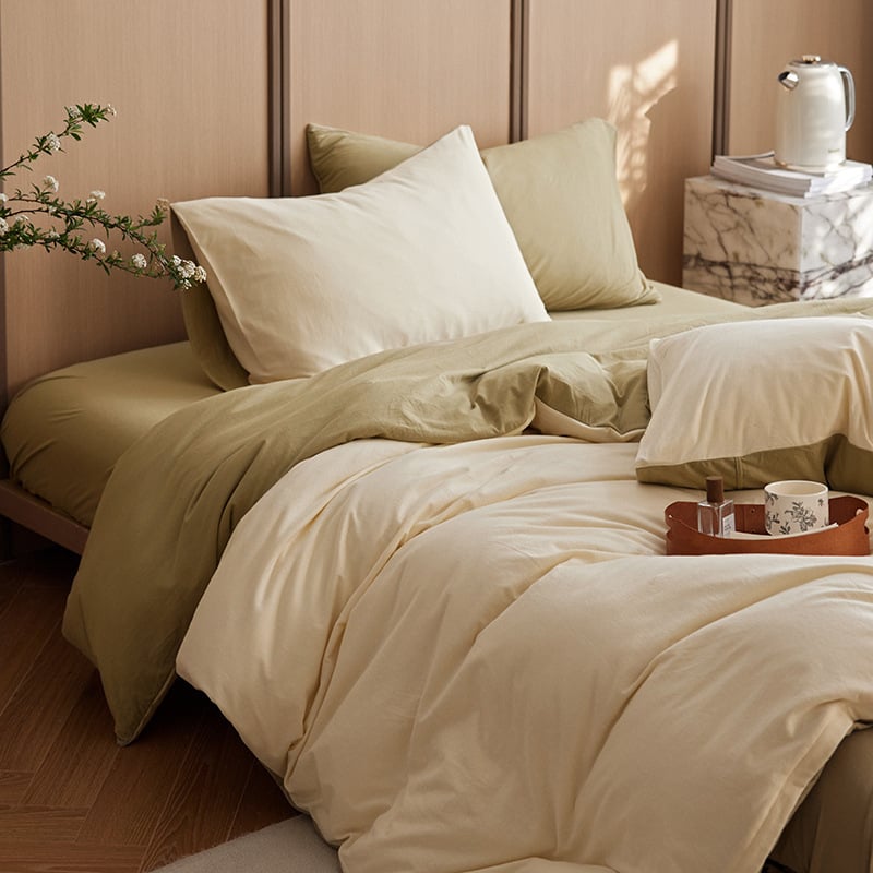 Keturių dalių patalynės komplektas iš 100% medvilnės, mezgta quilt, reaktyvus spausdinimas ir dažymas, Twill audinys, vientisas raštas, svoris 2.0–2.5 kg