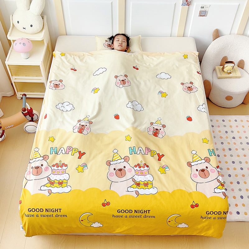 Vaikų miego maišelis visoms sezonoms, 100% medvilnė, 1,1–1,5 kg, animacinio stiliaus