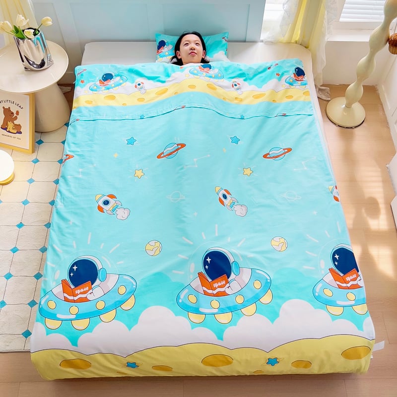 Vaikų miego maišelis visoms sezonoms, 100% medvilnė, 1,1–1,5 kg, animacinio stiliaus