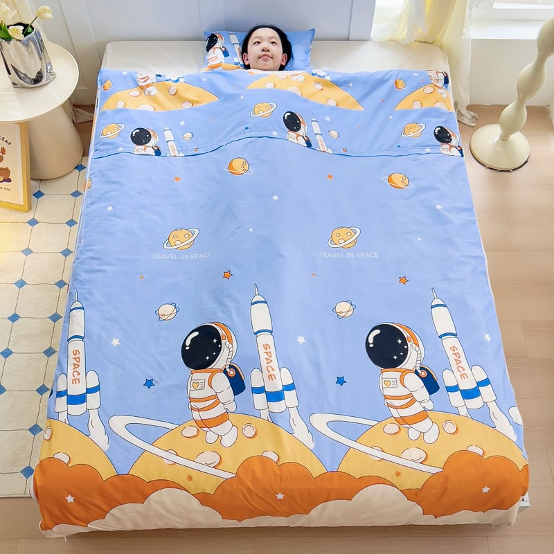 Vaikų miego maišelis visoms sezonoms, 100% medvilnė, 1,1–1,5 kg, animacinio stiliaus