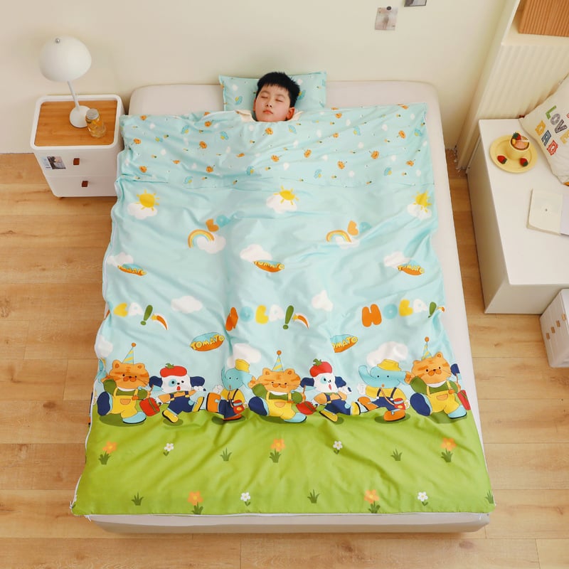 Vaikų miego maišelis visoms sezonoms, 100% medvilnė, 1,1–1,5 kg, animacinio stiliaus