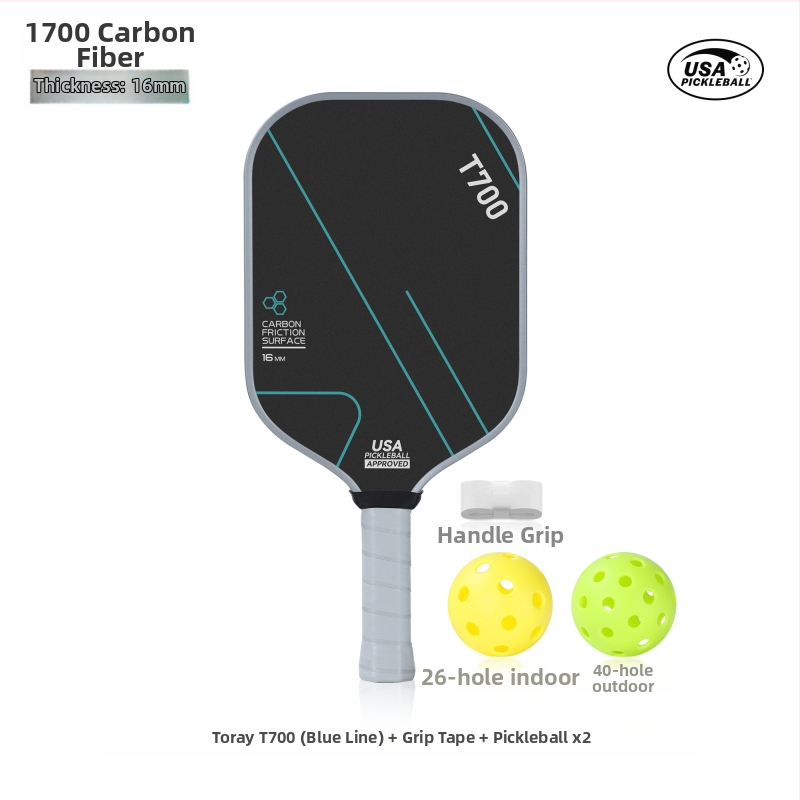 Pickleball raketė, T700 anglies pluoštas, čempionato lygio, 3K audinys, 220 g, JAV sertifikuota