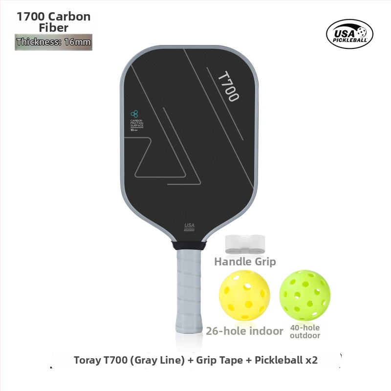 Pickleball raketė, T700 anglies pluoštas, čempionato lygio, 3K audinys, 220 g, JAV sertifikuota