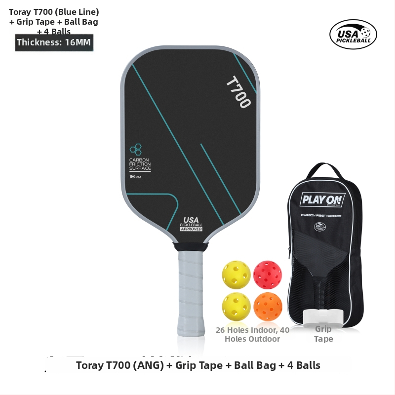 Pickleball raketė, T700 anglies pluoštas, čempionato lygio, 3K audinys, 220 g, JAV sertifikuota