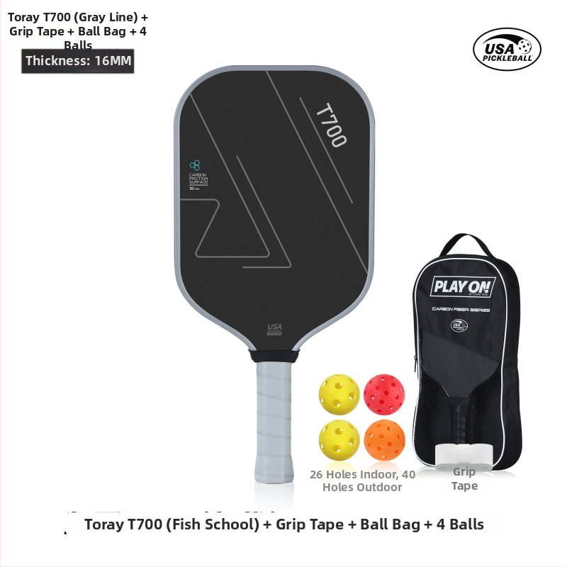 Pickleball raketė, T700 anglies pluoštas, čempionato lygio, 3K audinys, 220 g, JAV sertifikuota