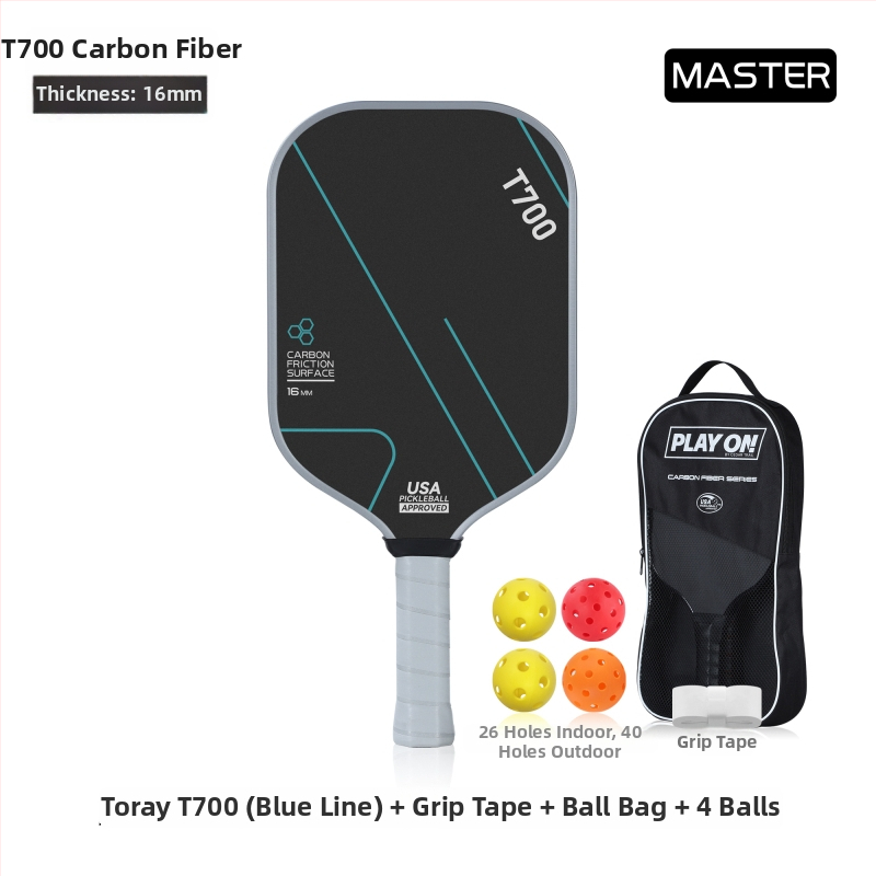 Pickleball raketė, T700 anglies pluoštas, čempionato lygio, 3K audinys, 220 g, JAV sertifikuota