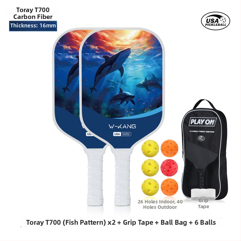 Pickleball raketė, T700 anglies pluoštas, čempionato lygio, 3K audinys, 220 g, JAV sertifikuota