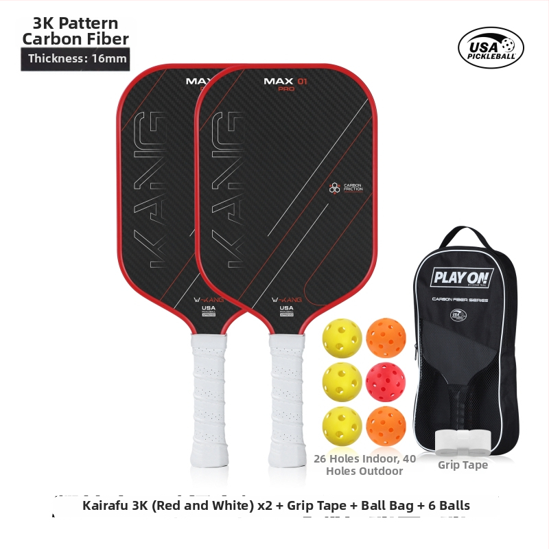 Pickleball raketė, T700 anglies pluoštas, čempionato lygio, 3K audinys, 220 g, JAV sertifikuota