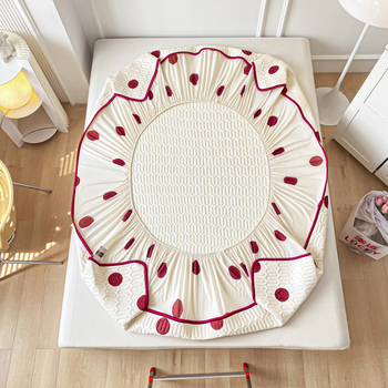 Trys dalių natūralaus latekso čiužinio apsaugos komplektas – spausdinta uždanga, pritaikomas, latekso turinys >90%, audinio spausdinimas