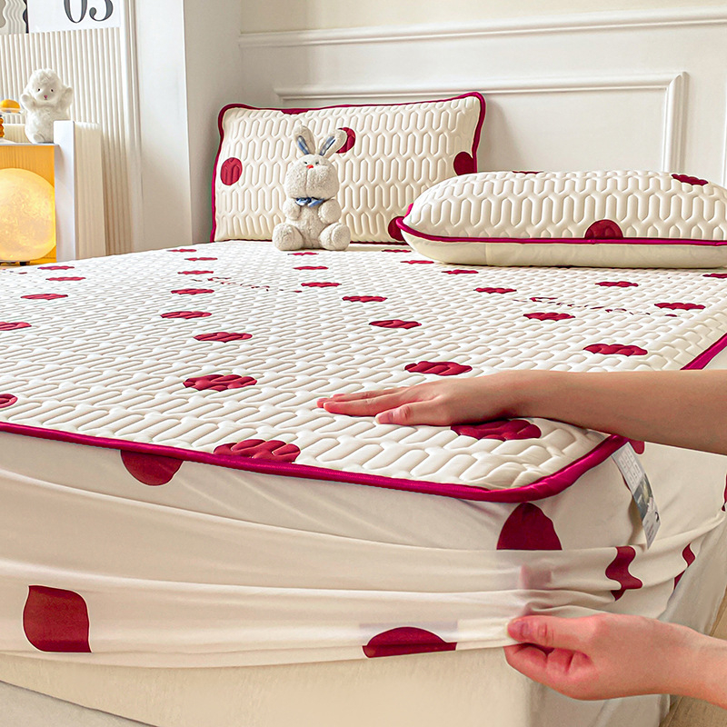 Trys dalių natūralaus latekso čiužinio apsaugos komplektas – spausdinta uždanga, pritaikomas, latekso turinys >90%, audinio spausdinimas