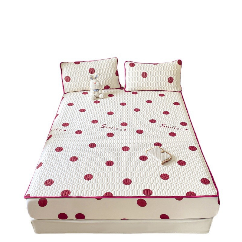 Trys dalių natūralaus latekso čiužinio apsaugos komplektas – spausdinta uždanga, pritaikomas, latekso turinys >90%, audinio spausdinimas