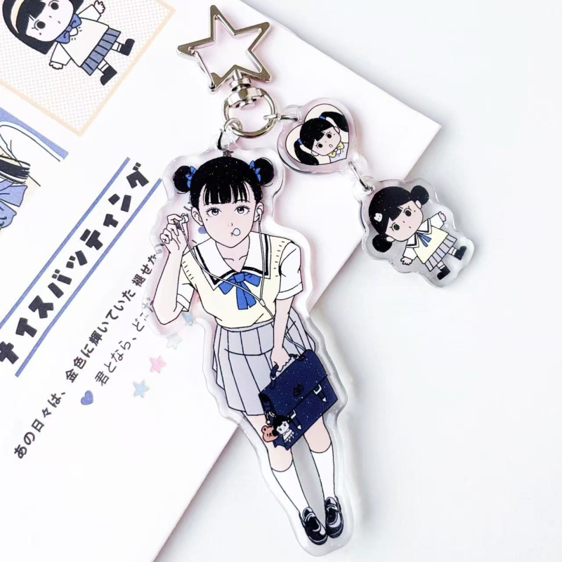 Gugu Bubble akvarelės manga stiliaus mergina mokyklinėje uniformoje – lipdukų rinkinys ir popierinės juostelės priedai, spaudos elementai, prekės kodas 2025121202