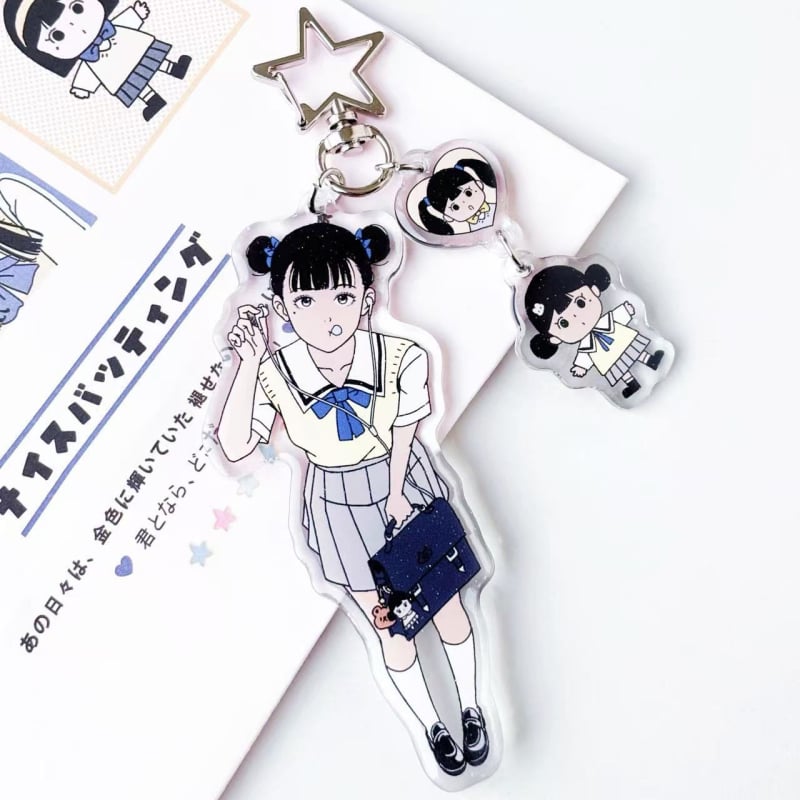 Gugu Bubble akvarelės manga stiliaus mergina mokyklinėje uniformoje – lipdukų rinkinys ir popierinės juostelės priedai, spaudos elementai, prekės kodas 2025121202