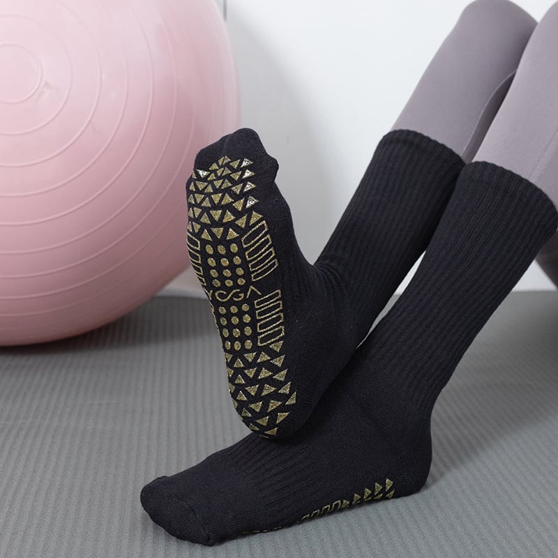 Kokvilnas neslīdošas jogas zeķes ar augstu galu, sievietēm 18-40 g., rudens-zima, 70-80% kokvilnas