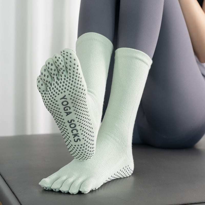 Kokvilnas neslīdošas jogas zeķes ar augstu galu, sievietēm 18-40 g., rudens-zima, 70-80% kokvilnas