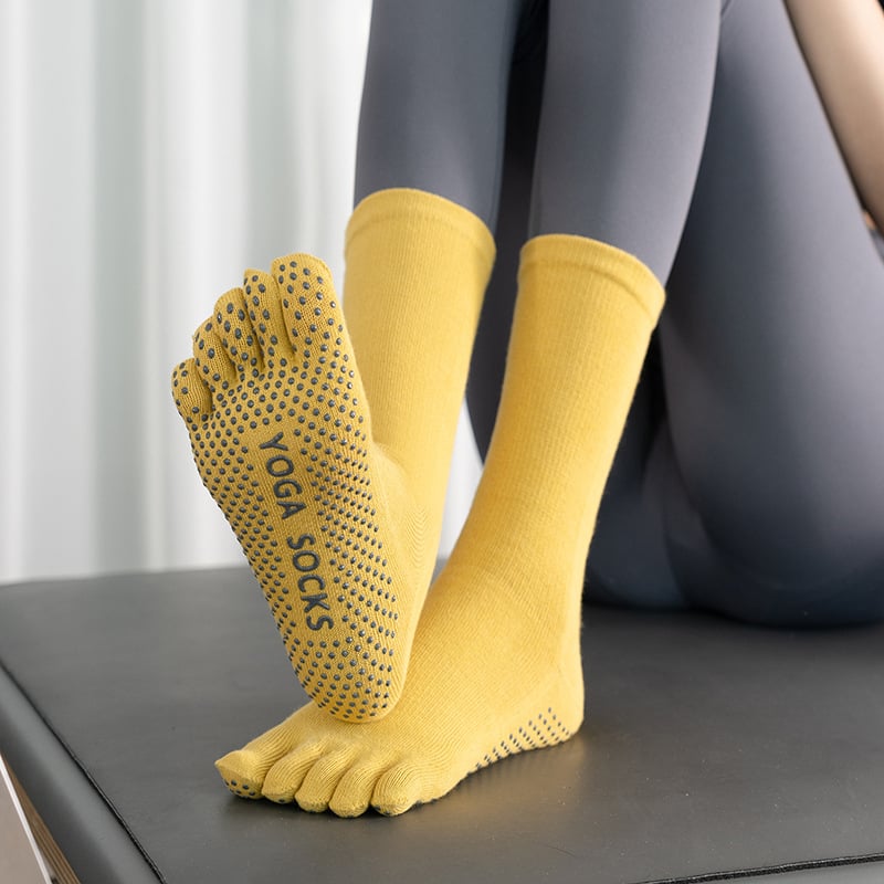 Kokvilnas neslīdošas jogas zeķes ar augstu galu, sievietēm 18-40 g., rudens-zima, 70-80% kokvilnas