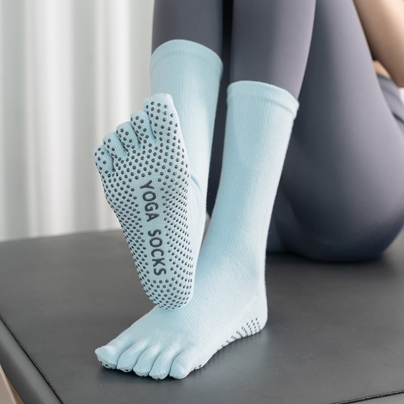 Kokvilnas neslīdošas jogas zeķes ar augstu galu, sievietēm 18-40 g., rudens-zima, 70-80% kokvilnas