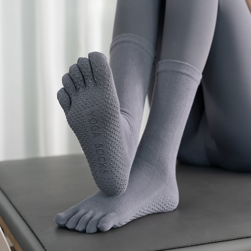 Kokvilnas neslīdošas jogas zeķes ar augstu galu, sievietēm 18-40 g., rudens-zima, 70-80% kokvilnas