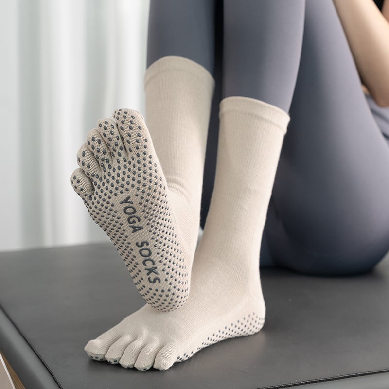 Kokvilnas neslīdošas jogas zeķes ar augstu galu, sievietēm 18-40 g., rudens-zima, 70-80% kokvilnas